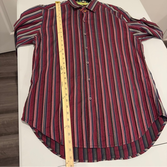 Robert Graham Men’s Striped Embroidered Paisley Contrasting Flip Cuff Shirt L - Picture 7 of 13